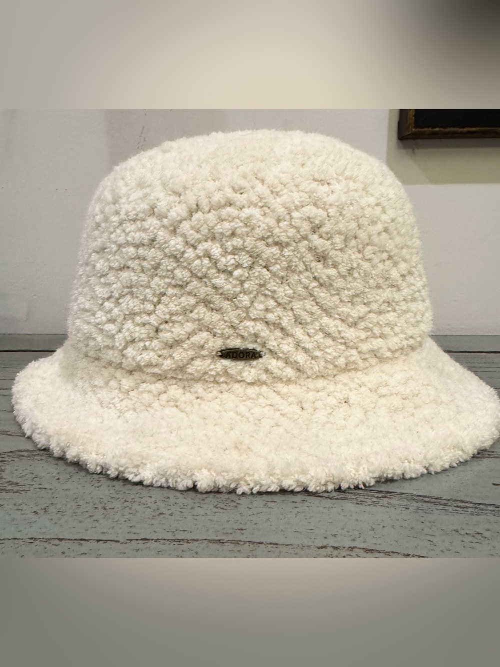 ADORA Off-White Shearling Bucket Hat - Plush Women's Winter Hat